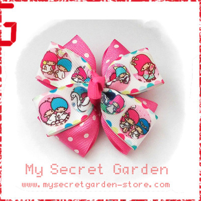 Little Twin Stars / Peppa Pig Grosgrain Ribbon Girls Hair Bows ( Hair Clip or Hair Band) Style A or B